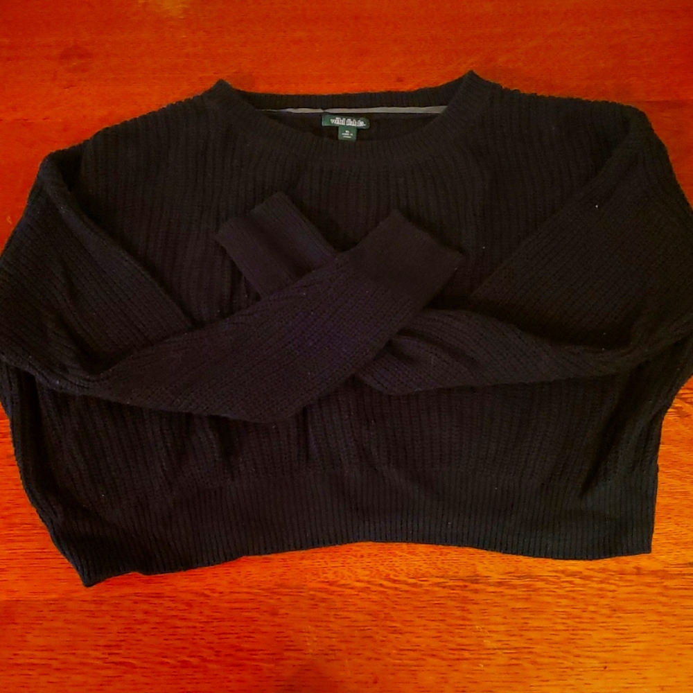 ⚫Black Crop LS Knit Sweater 🖤